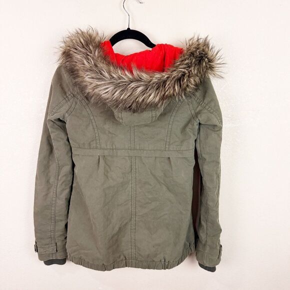 Vintage Y2K Abercrombie & Fitch Green Fur Green Canvas Utility Jacket Coat L - Picture 7 of 7